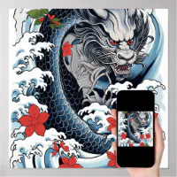 Monster Wave Retro Vintage Classic Japanese Art Front & Back Wrapping Paper