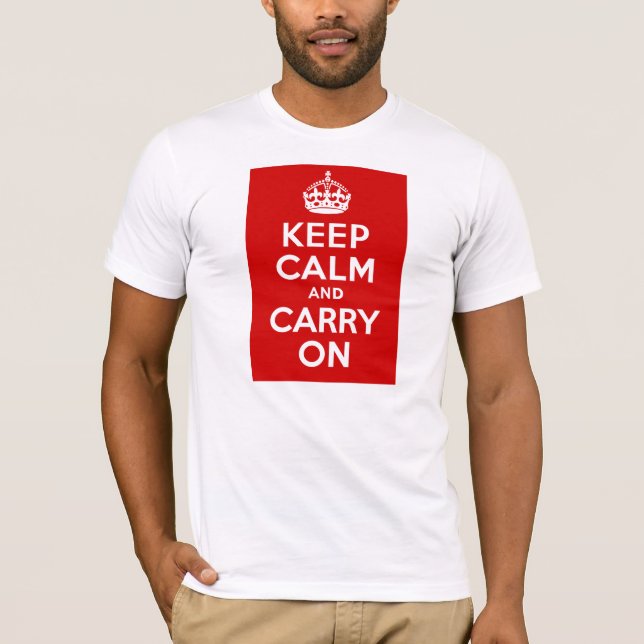 Authentic Keep Calm And Carry On Original Red T-Shirt (Front)