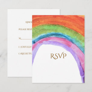 Authentic Kid's Rainbow Watercolor Birthday  RSVP Card