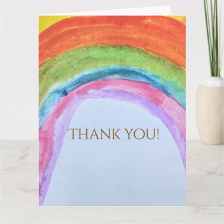 Authentic Kid's Rainbow Watercolor Birthday Thank You Card