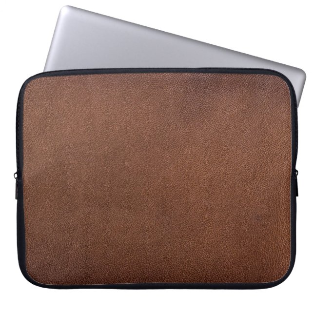 Authentic leather texture, genuine background. laptop sleeve (Front)