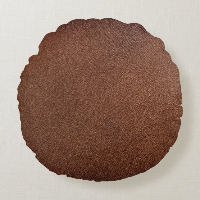 Authentic leather texture, genuine background. round pillow (Front)