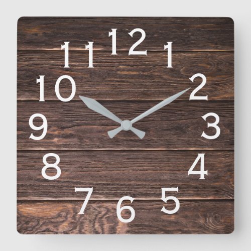 Authentic looking Dark wood Square Wall Clock