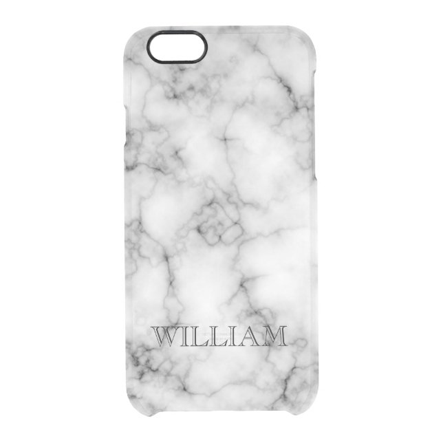 Authentic Looking Marble Texture Custom Monogram Uncommon iPhone Case (Back)