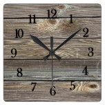 Authentic looking wood square wall clock
