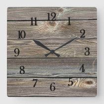 Authentic looking wood square wall clock