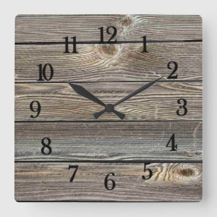 Authentic looking wood square wall clock