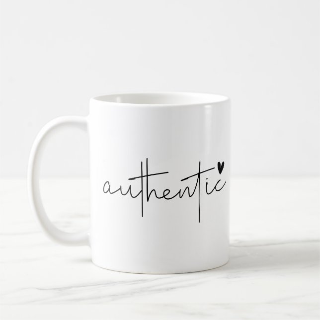 Authentic, Modern Simple Typography Coffee Mug (Left)