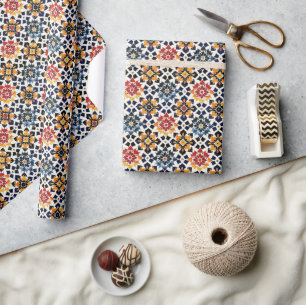 Authentic Moroccan-Inspired Colorful Pattern Wrapping Paper