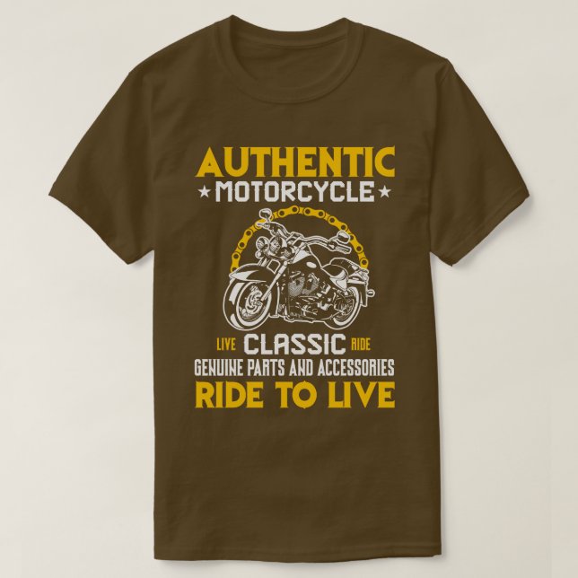 Authentic Motorcycle Live Classic Ride  T-Shirt (Design Front)
