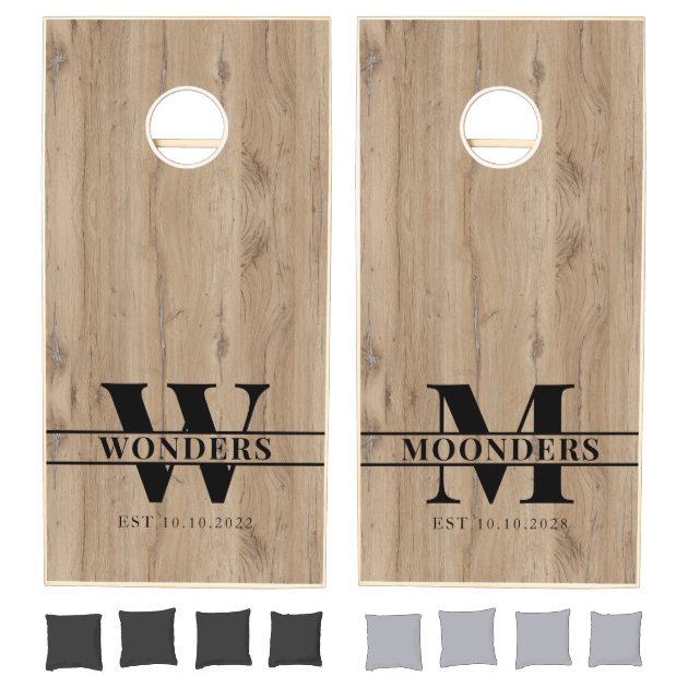 Authentic Natural Wood Grain Custom Cornhole Set