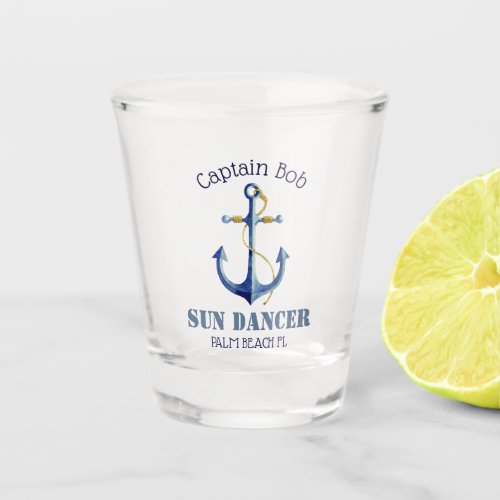 Authentic Nautical Captains Name Boat Name Anchor Shot Glass