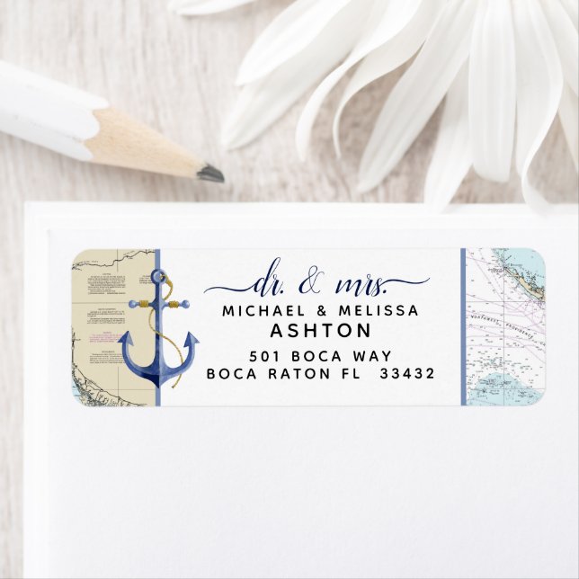 Authentic #Nautical Chart Anchor #Florida Wedding Label (Insitu)