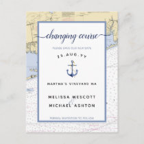 Authentic Nautical Chart Change the Date Announcement Postcard