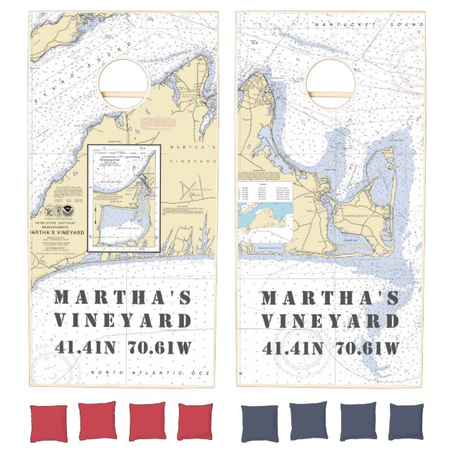 Authentic Nautical Chart Martha's Vineyard Cornhole Set (Set)