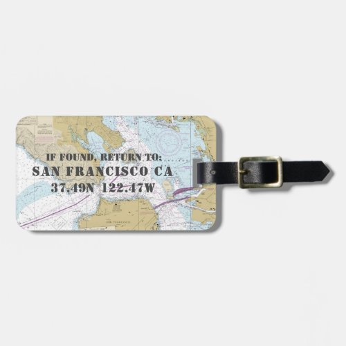 Authentic Nautical Chart San Francisco CA Luggage Tag