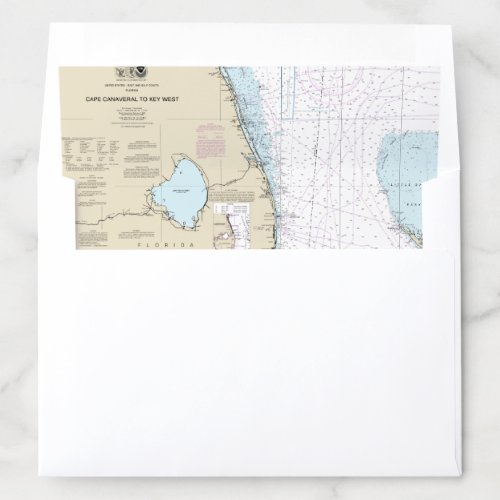 Authentic Nautical Chart  South Florida Envelope Liner