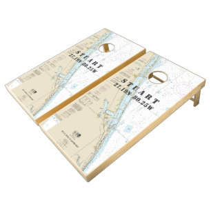 Authentic Nautical Chart Southeast Florida Cornhole Set