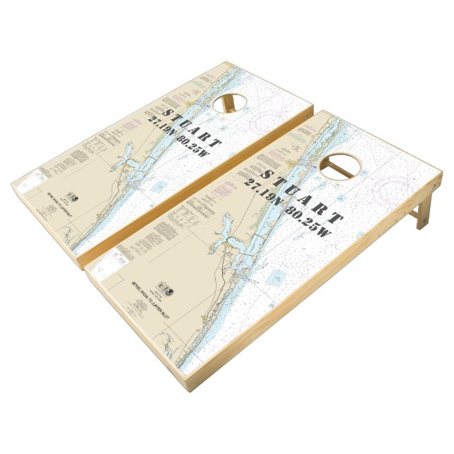 Authentic Nautical Chart Southeast Florida Cornhole Set (Angled)