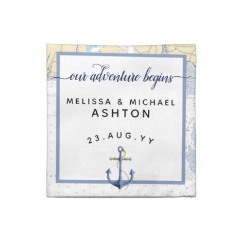 Authentic Nautical Chart Wedding  Event Dated Cloth Napkin