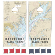 Authentic Nautical Latitude Longitude Baltimore MD Cornhole Set