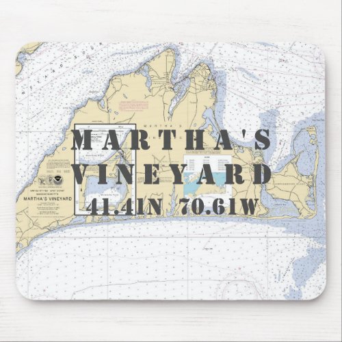 Authentic Nautical Marthas Vineyard Vintage Map Mouse Pad