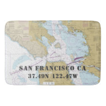 Authentic Nautical Vintage Map San Francisco CA Bath Mat