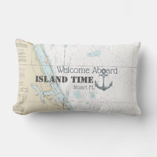 Authentic Nautical Welcome Aboard  Boat Name Lumbar Pillow