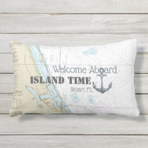Authentic Nautical Welcome Aboard + Boat Name Lumbar Pillow