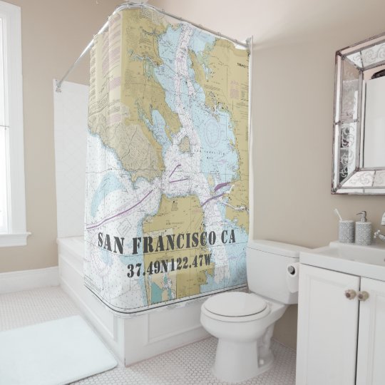 Authentic Noaa Nautical Chart San Francisco Bay Shower Curtain
