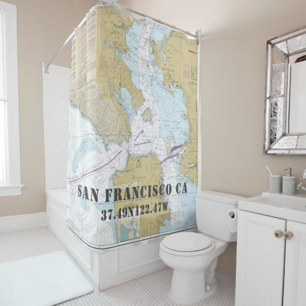 CA: San Francisco, CA Nautical Chart Shower Curtain / hot Made to Order