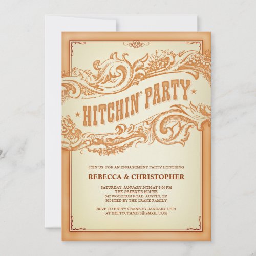 Authentic Old Western Engagement Party Invitation