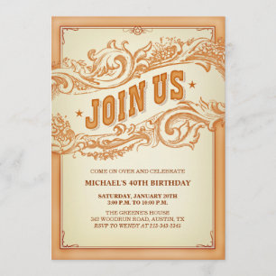 Authentic Old Western Party Invitation
