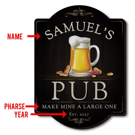 Authentic Public House Beer & Nuts Home Bar Sign (Text)
