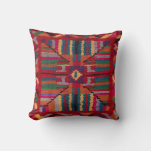 Authentic Red Kilim Pillows: A Turkish Legacy Throw Pillow