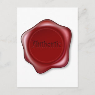 Authentic red wax seal illustration postcard