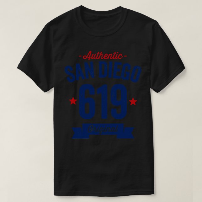 Authentic San Diego 619 Area Code T-Shirt (Design Front)