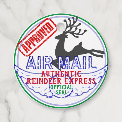 Authentic Santa Claus Airmail Seal Favor Tags