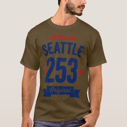 Authentic Seattle 253 Area Code T_Shirt