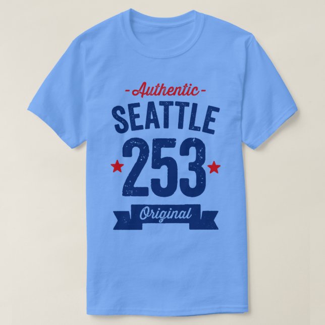 Authentic Seattle 253 Area Code T-Shirt (Design Front)