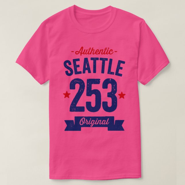 Authentic Seattle 253 Area Code T-Shirt (Design Front)