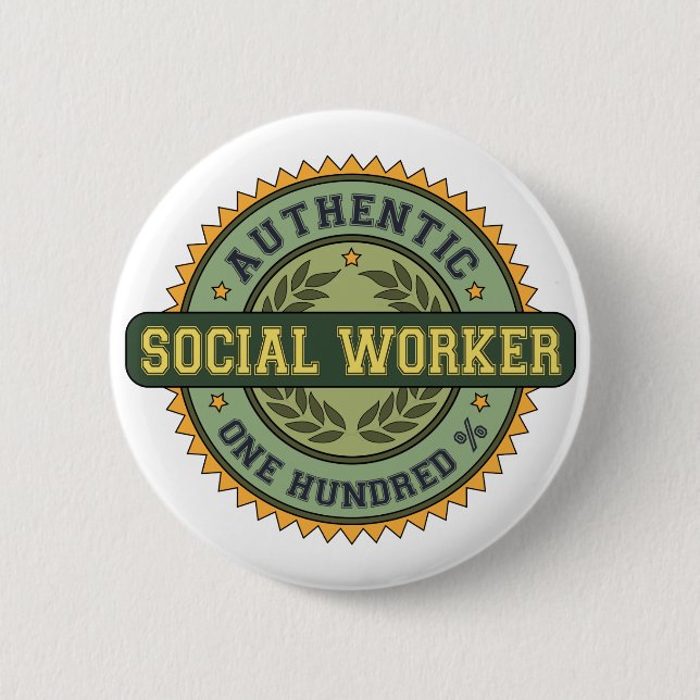 Authentic Social Worker Pinback Button (Front)