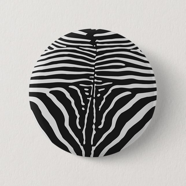 Authentic Zebra Skin Print - black white stripe Button (Front)