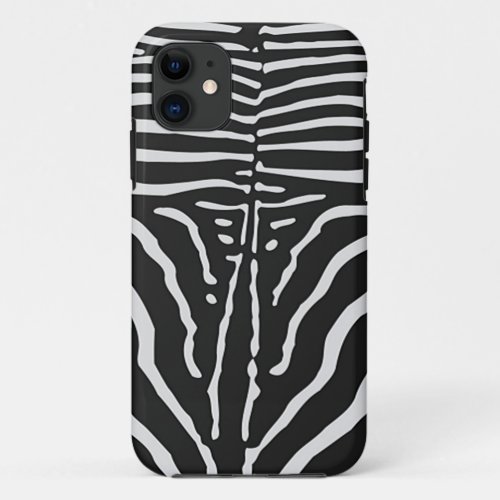 Authentic Zebra Skin Print _ black white stripe iPhone 11 Case