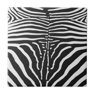 Authentic Zebra Skin Print - black white stripe Ceramic Tile