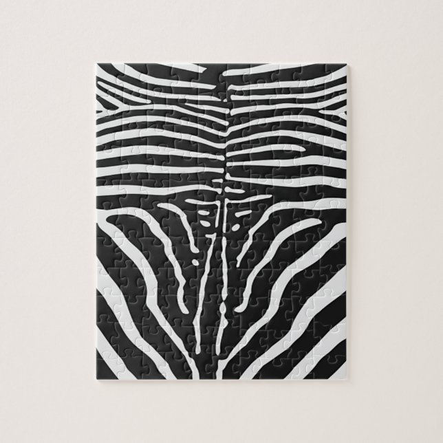 Authentic Zebra Skin Print - black white stripe Jigsaw Puzzle (Vertical)