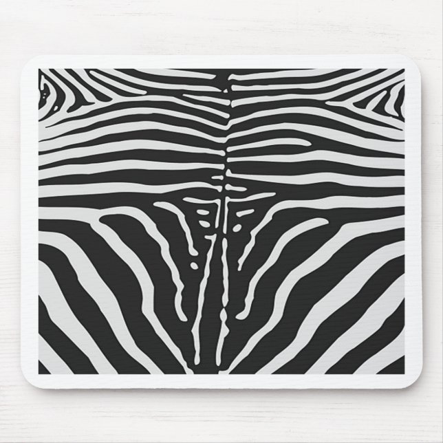Authentic Zebra Skin Print - black white stripe Mouse Pad (Front)
