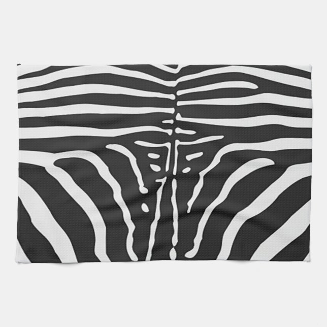 Authentic Zebra Skin Print - black white stripe Towel (Horizontal)