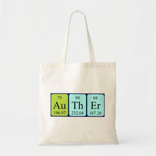 Auther periodic table name tote bag