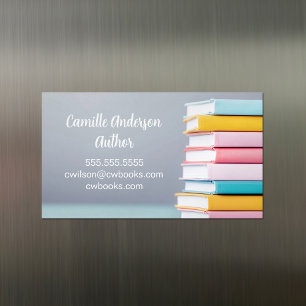 Author Book Launch Cute Pastel Freelance Writer Business Card Magnet